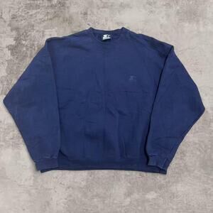 90s Starter Navy Crewneck XL Blank Sweatshirt Cotton Quiet Logo Heavy Cotton USA